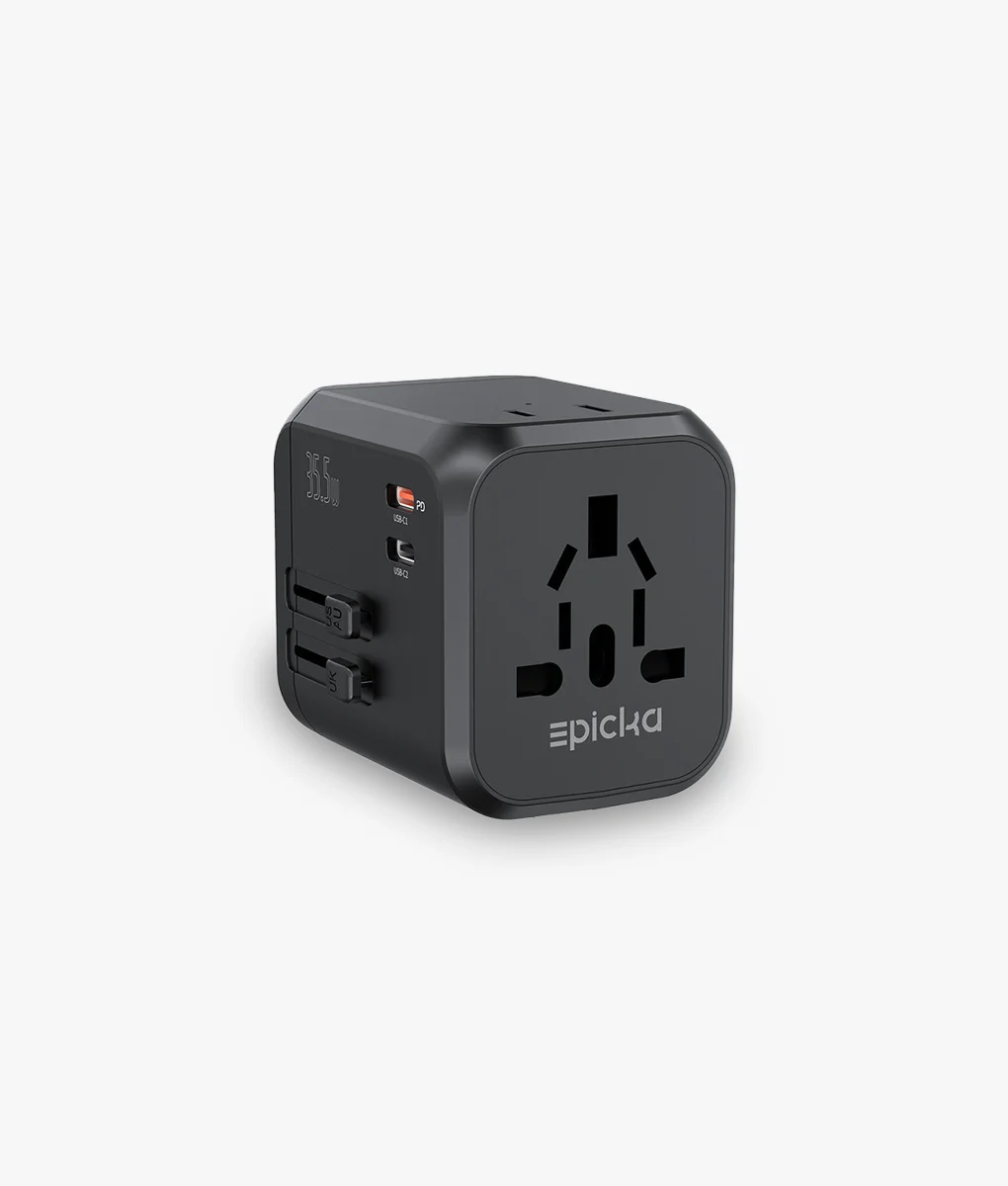 ta205-black-tp-front TA-205 Universal Travel Adapter PD 35.5W - Image 1
